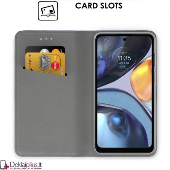 Telone atverčiamas dėklas - juodas (telefonams Motorola Moto G22) Telone atverčiamas dėklas - juodas (telefonams Motorola Moto G22)